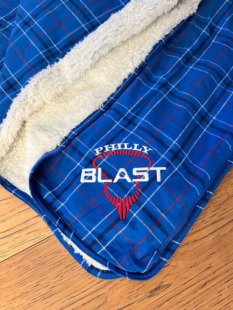 Flannel/Sherpa Blanket with Embroidered Logo