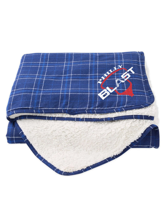 Flannel/Sherpa Blanket with Embroidered Logo